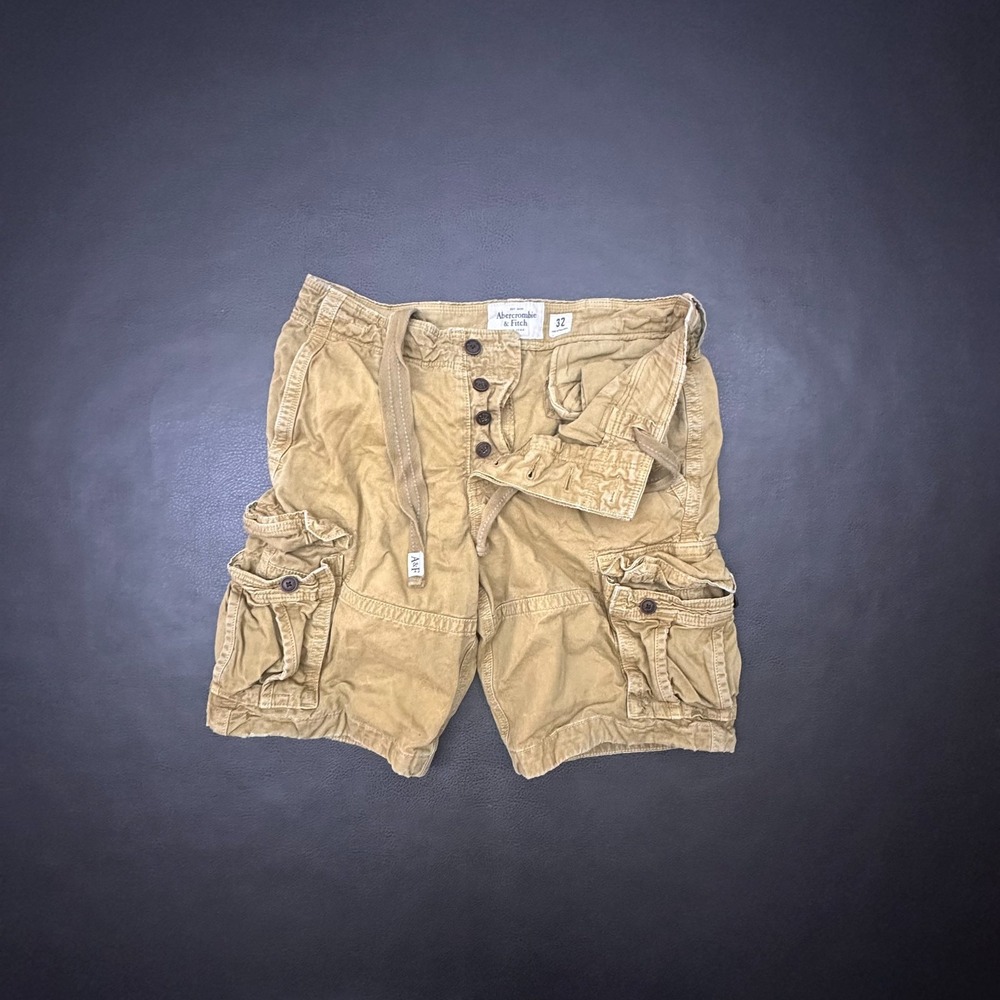 Abercrombie & Fitch Y2k Shorts Mens 32 Tan Heavyweight Button Fly Paratrooper